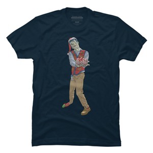 Men's Design By Humans Christmas Zombie By Ayota T-Shirt - 1 of 4