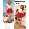 Women's Pleated Skater Skirt - High Waist Flared Mini with Ruffles for Casual Wear Red - 4 of 4