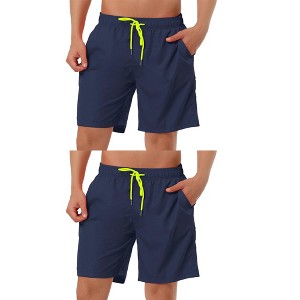 Lars Amadeus Men's Elastic Waistband Mesh Lining Surfing Swimwear Board Shorts 2 Packs - 1 of 4