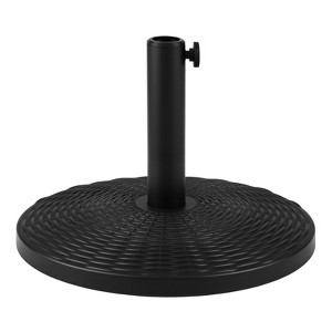 base patio umbrella Costway Concrete Patio Umbrella Base, Heavy-duty Round Umbrella Stand with  Rattan Pattern : Target