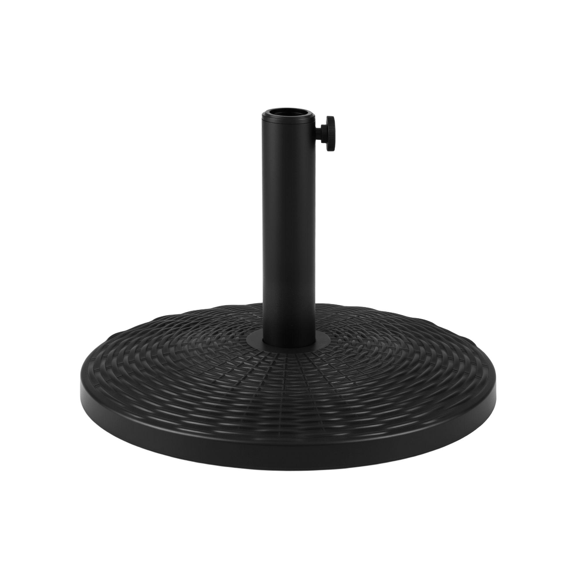 Costway Concrete Patio Umbrella Base, Heavy-duty Round Umbrella Stand with Rattan Pattern