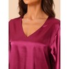 cheibear Women's Satin Nightdress Flare Bell Short Sleeve Sleep Dress Nightgown - 4 of 4