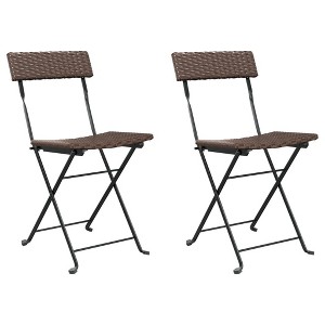 vidaXL Folding Bistro Chair Set of 2 - Brown - 1 of 4