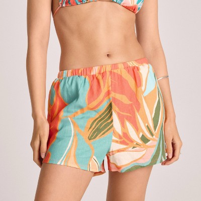 Vitamin A Women's Cover Up Shorts - Multi Coral Print S