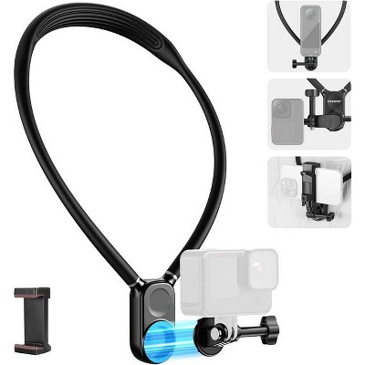 MaseiKar Magnetic Neck Mount for GoPro Hero 13 12 11 Insta360 iPhone, Quick Release Flexible POV Action Camera Neck Mount Adapter & Phone Holder