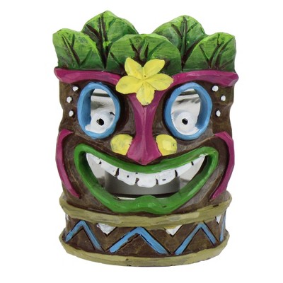 Northlight 4.5" Smiling Tiki Mask with Yellow Flower Candle Holder