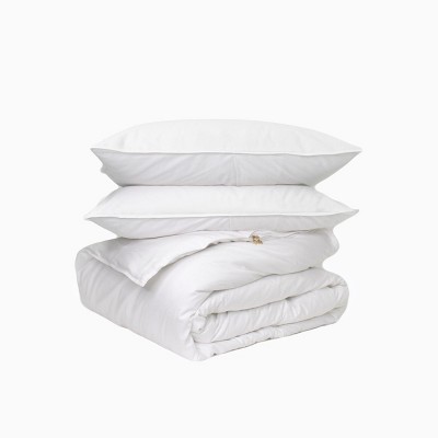 Canadian Down & Feather Company - 3 Piece Duvet Cover Set with 3-Sided Zipper, Classic White