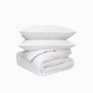 Canadian Down & Feather Company - 3 Piece Duvet Cover Set with 3-Sided Zipper, Classic White - 1 of 4