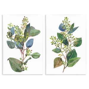 Stupell Industries Soft Eucalyptus Plant Ombre Leaves 2pc Wall Plaque Art Set - 1 of 4