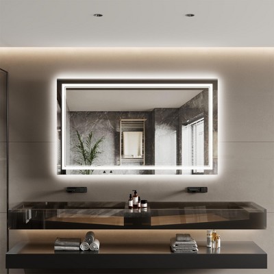 Whizmax Smart LED Bathroom Mirror - RGB Backlit & Frontlit Vanity Mirror with Anti-Fog, Dimmable 3-Tone Lighting