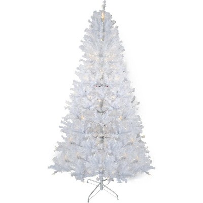 TackView 6.5 Ft Prelit Artificial Christmas Tree, Xmas Tree with 250 Warm White LED Lights & 818 Branch, Xmas Decoration for Living Room, White