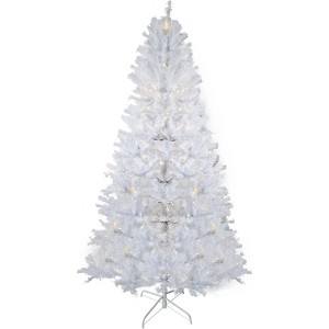 TackView 6.5 Ft Prelit Artificial Christmas Tree, Xmas Tree with 250 Warm White LED Lights & 818 Branch, Xmas Decoration for Living Room, White - 1 of 4