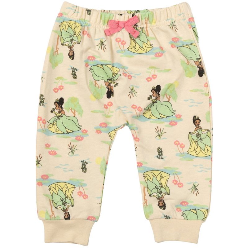 Disney Princess Ariel Tiana Belle Baby Girls French Terry 3 Pack Pants Newborn to Infant, 2 of 8