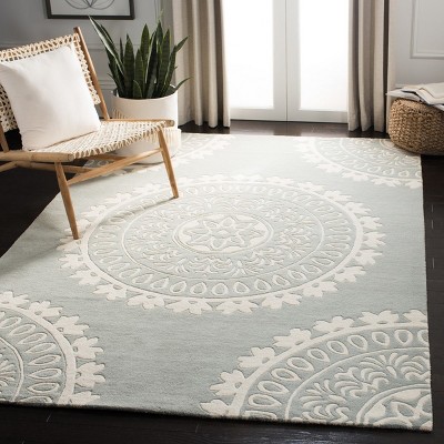 Bella Gray and Ivory Hand-Tufted Wool Area Rug 6' x 9'