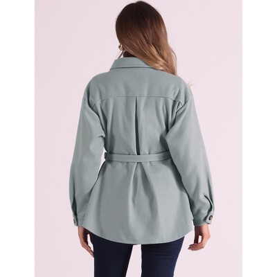 Allegra K Women's Fashion Winter Single Breasted Button Down Peacoat Belted Coats Light Grey X-Small — фото 3