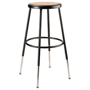 National Public Seating 6200 Series Heavy-Duty 32.5" Adjustable Steel Stool with 14" Round Seat Pan Supports Up to 500 Pounds, Black - 1 of 4