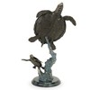 SPI Home Mother and Baby Sea Turtles Brass Sculpture – Coastal Family Marine Art, 27" Tall Ocean Accent - 3 of 3