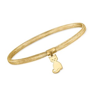 Ross-Simons Italian 14kt Yellow Gold Mesh Cat Charm Bracelet - 1 of 3