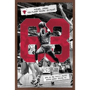 Trends International Michael Jordan - NBA Playoffs Single Game Scoring Record Framed Wall Poster Prints - 1 of 4