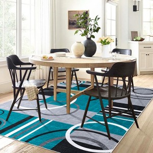 coucheta Geometric Abstract Washable Area Rug Living Room Rugs Non-Slip Soft Ultra-Thin Modern Throw Carpet - 1 of 4