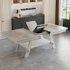 VECELO Rustic 5-Piece Extendable Dining Table Set, Rubber Wood Table with 4 Armless Upholstered Dining Chairs for Kitchen, Gray - 2 of 4
