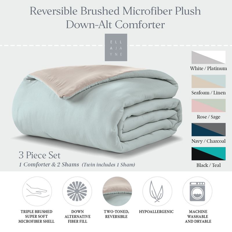 Reversible Brushed Microfiber Plush Down-Alternative Comforter Set, 1 of 5