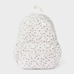 Mochila acolchada floral para niñas - art class™ crema/azul