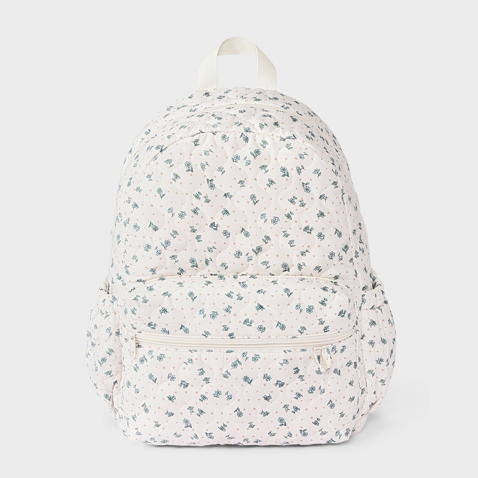 Girls' Floral Quilted Backpack - art class™ Cream/Blue