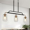 LNC Erharting 3-Lights 31.5" Modern Linear Kitchen Island Pendant  Lights, Black and Polished Gold with 3 Glass Jars - 2 of 4