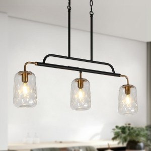 LNC Erharting Modern Linear Kitchen Island Pendant  Lights, Black and Polished Gold with Glass Jars,3/5/6/8Light, 31.5in/33in/39in/41.3in - 1 of 4