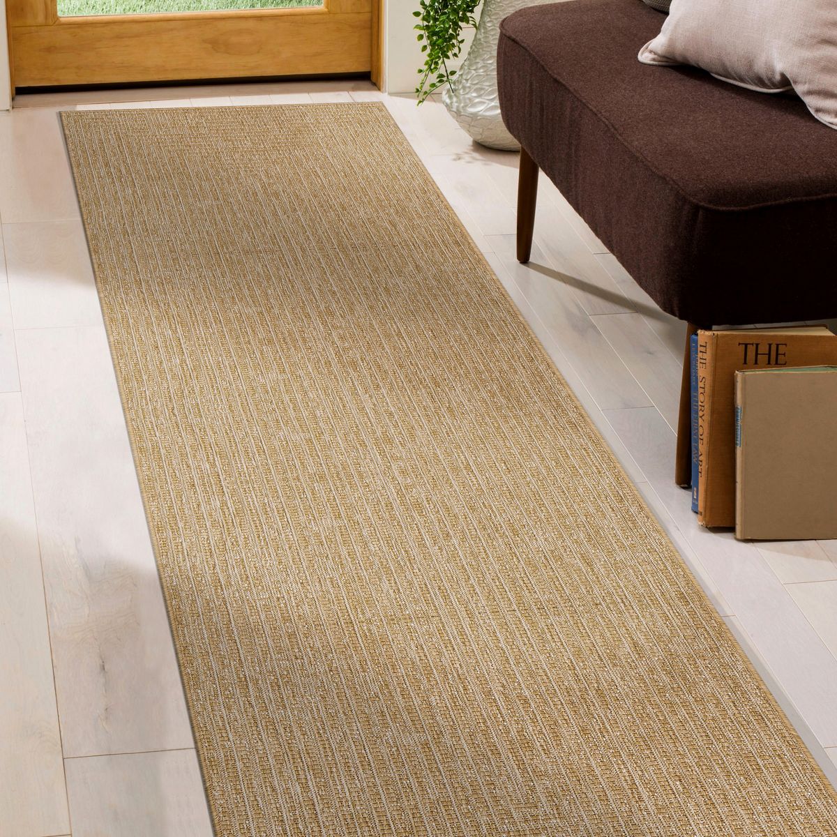 World Rug Gallery Distressed Frame Reversible Jute-Look Indoor/Outdoor Rug - thumbnail 9