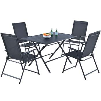 Tangkula 5 PCS Patio Dining Furniture Set Outdoor Table & Chair Set w/Folding Table