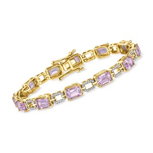 Ross-Simons 9.50 ct. t.w. Amethyst Link Bracelet in Sterling Silver and 18kt Gold Over Sterling - 1 of 3