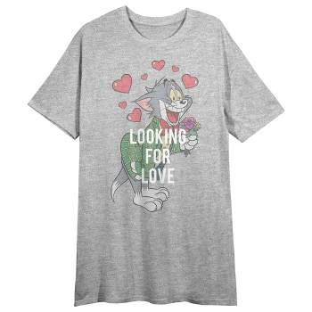 Gray Shirt-large Women\'s Sleep Logo Sleeve Series Looney : Target Bunny Title Crew And Short Bugs Tunes Neck