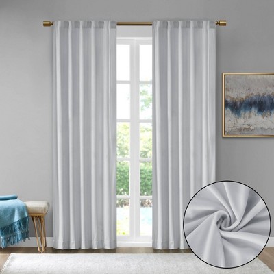 Light Grey Velvet Room Darkening Curtain Panels, 37"W x 95"L