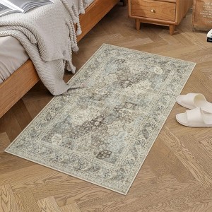 Washable Area Rug Vintage Distressed Rug Non Slip Rug Low Pile Rugs Oriental Throw Rug Foldable Indoor Carpet for Living Room Bedroom Playroom - 1 of 4