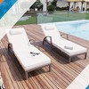 2 PCS Outdoor Chaise Lounge Chair With Armrest, Adjustable 5 Position PE Rattan Wicker Patio Pool Lounge Chair, Patio Chaise Lounge Set With Cushions - 2 of 4
