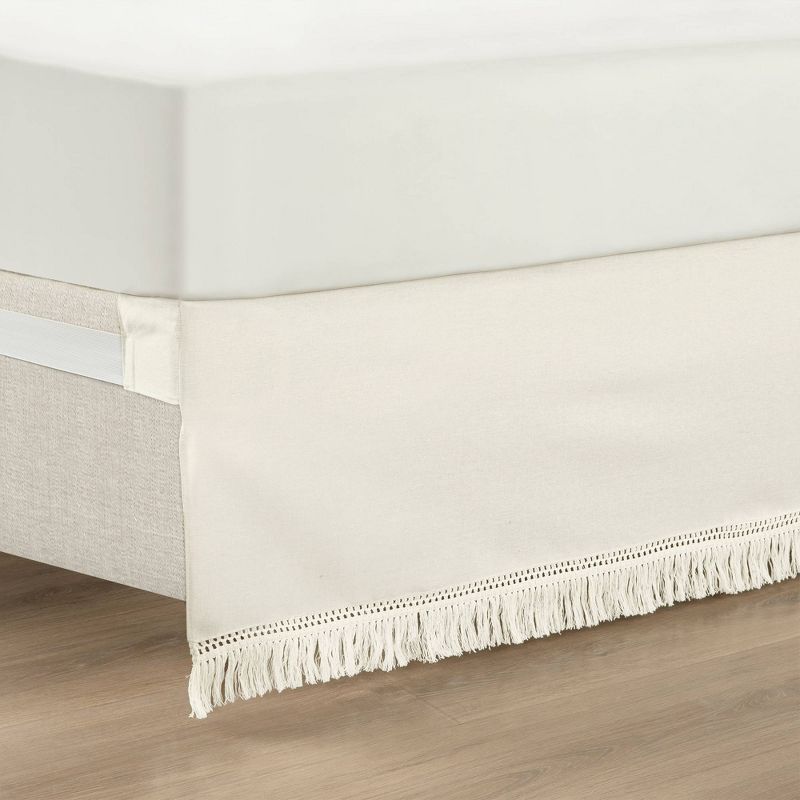 Lush Décor 15" Boho Fringe Tailored Drop Easy Fit Bed Skirt, 4 of 5