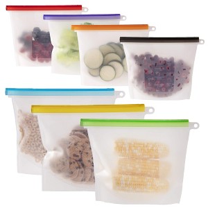 WeeSprout 100% Silicone Reusable Food Storage Bags - Set of 7 (Four 4 Cup Bags and Three 6 Cup) - 1 of 4