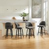 Art Leon Swivel Armless Barstool with Wood Legs, Set of 2 - 3 of 4