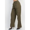 Slickblue Olive Cargo Parachute Pants, High-Rise Waist, Elastic Waistband, Side Pockets, Full Length, Size S-L - 4 of 4