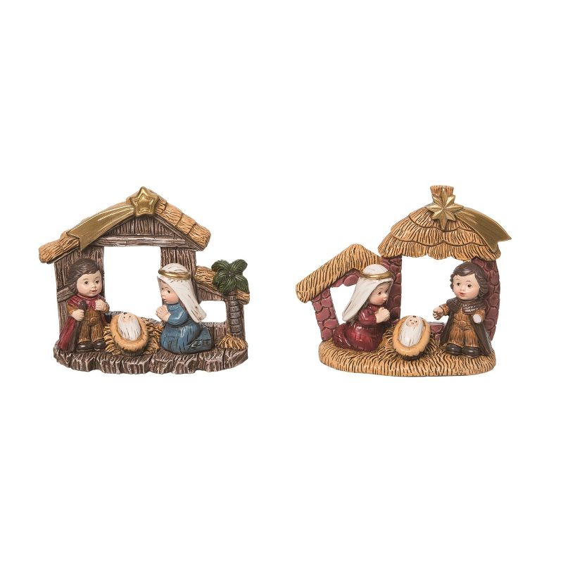 Transpac Christmas Holiday Nativity Polyresin Tabletop Figurines Decorations Set of 2, 3.5H inches, 1 of 2