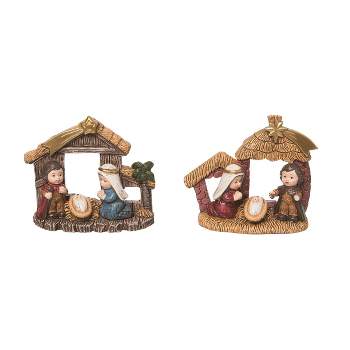 Transpac Christmas Holiday Nativity Polyresin Tabletop Figurines Decorations Set of 2, 3.5H inches