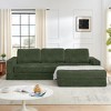 112.6" Modern Corduroy L-Shape Modular Floor Sectional Sofa with Right Arm Chaise Lounge, Convertible into a Queen Bed - 4 of 4