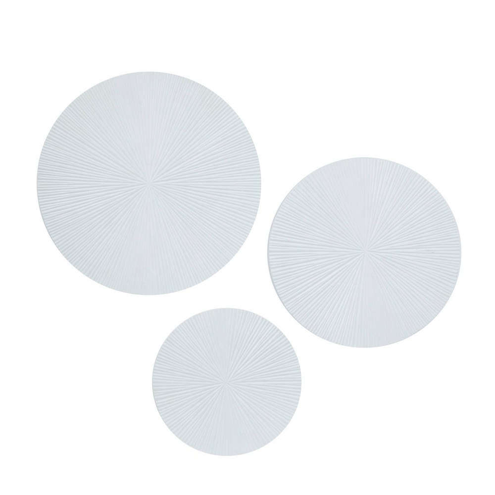 Photos - Garden & Outdoor Decoration Set of 3 Wood Plate Carved Radial Wall Decors White - CosmoLiving by Cosmo