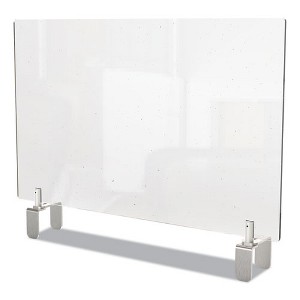 Ghent Clear Partition Extender with Attached Clamp, 42 x 3.88 x 24, Thermoplastic Sheeting - 1 of 3
