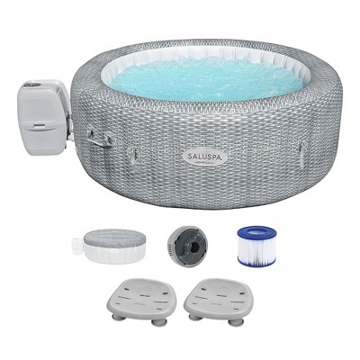 Bestway SaluSpa Honolulu AirJet Inflatable Hot Tub with 140 Soothing Jets with 2 Pack SaluSpa Underwater Non Slip Pool & Spa Seat with Adjustable Legs