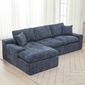 107.9" Cloud Sectional Sofa Modular  Full-compressed Couch with Double-layer Cushion and Side Pockets for Living Room-- Frevyn - 1 of 4