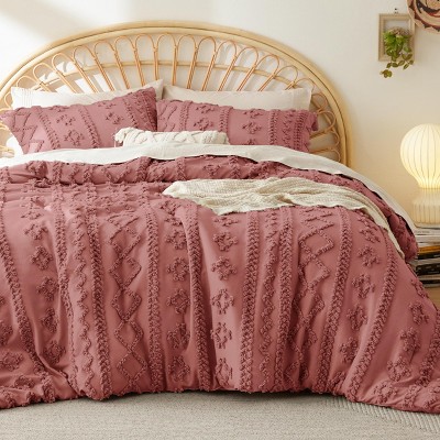 2-3 Pcs Tufted Boho Comforter Set Bed Set GentleSoft Farmhouse Shabby Chic Embroidery Bedding