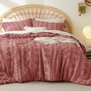 2-3 Pcs Tufted Boho Comforter Set Bed Set GentleSoft Farmhouse Shabby Chic Embroidery Bedding - 1 of 4